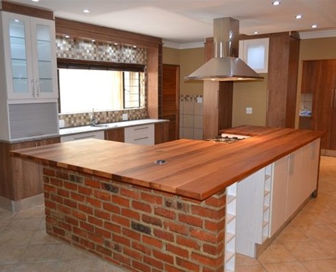 kitchen island with wooden top